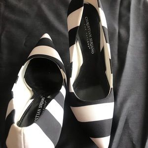 Black and white stripe shoes